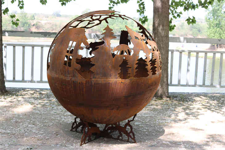 Sab nraum zoov Spherical Firepit Rau Kho kom zoo nkauj